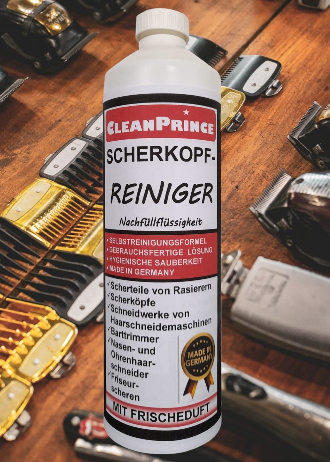 CleanPrince Scherkopfreiniger Reinigungsmittel für Rasierer und Scherköpfe Elektrorasierer Reinigungslösung