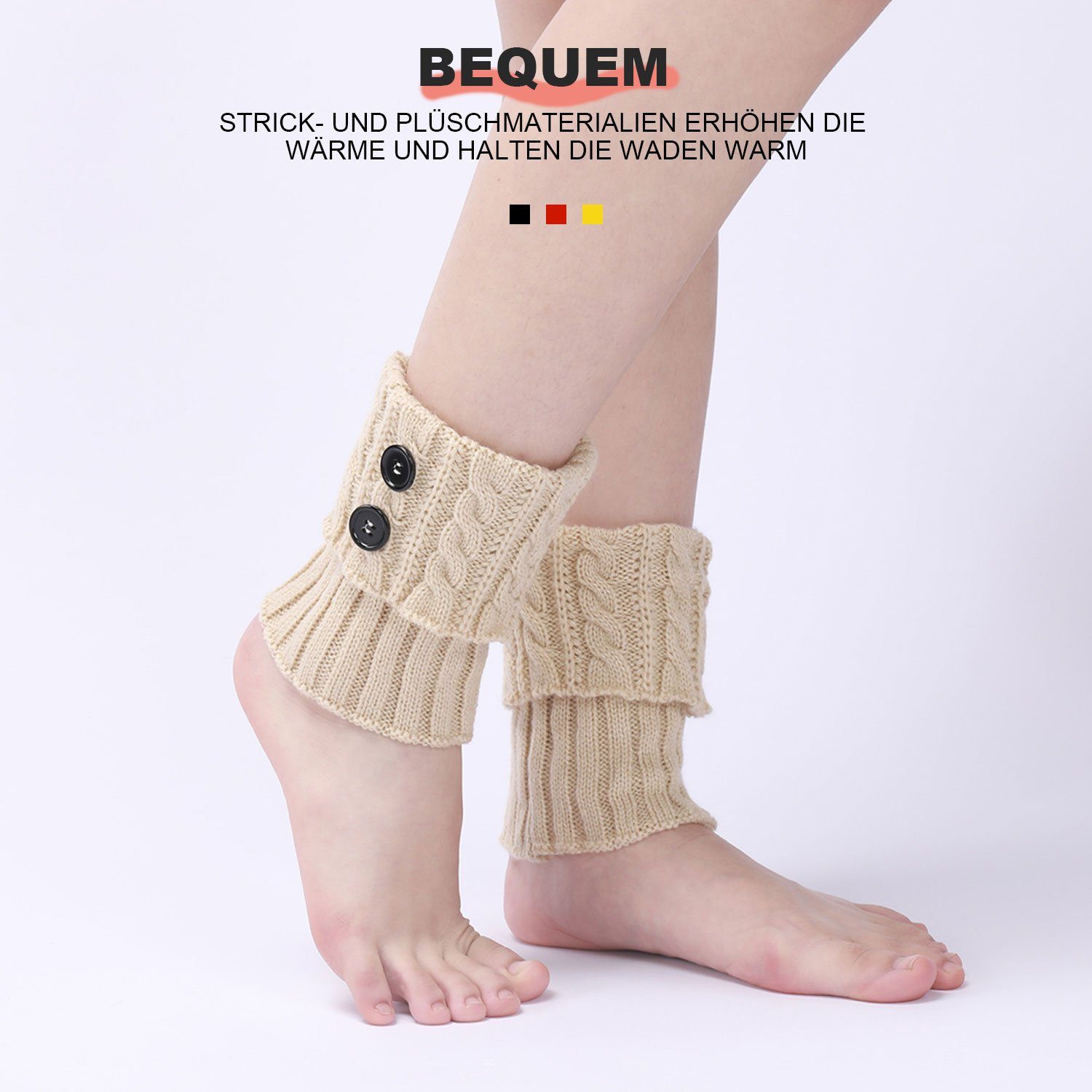 Beinwärmer für Stulpen Gestrickte MAGICSHE Beinstulpen Beige Stiefel Legwarmer