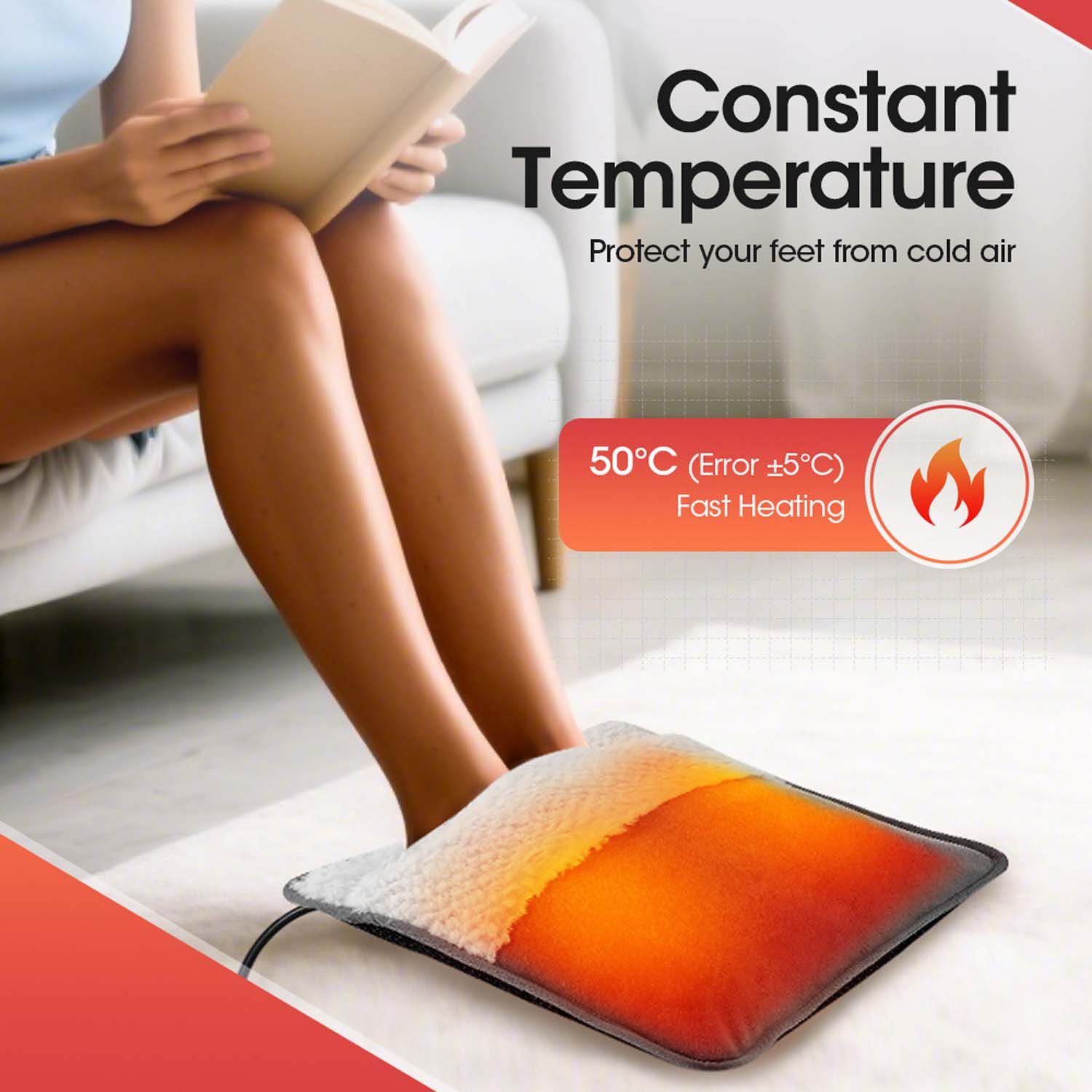 trends for living Elektrofußwärmer USB-beheizbares Fußkissen mit elektrischer Konstanttemperaturheizung, Winter wärmer für Fußwärmer wärmt Füße, Bauch,Taille und Hände