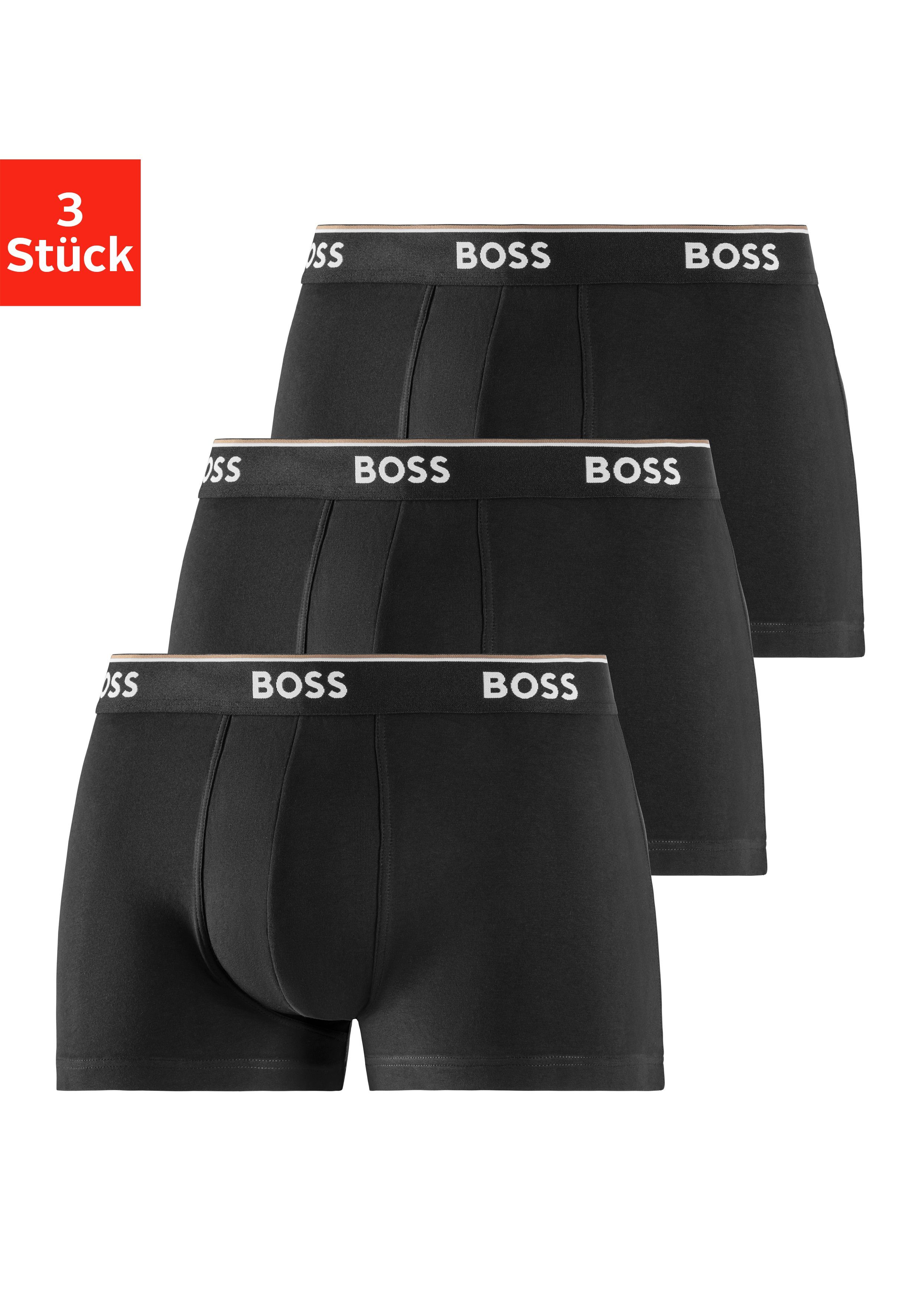 black HUGO Logo (Packung, BOSS 3er-Pack) mit Boxer Webbund