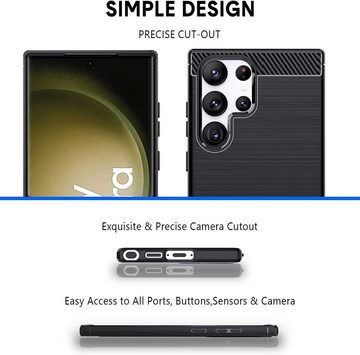 MSM Handyhülle Hülle für Samsung Galaxy / S23 / Plus / Ultra 5G Schwarz Carbon Optik