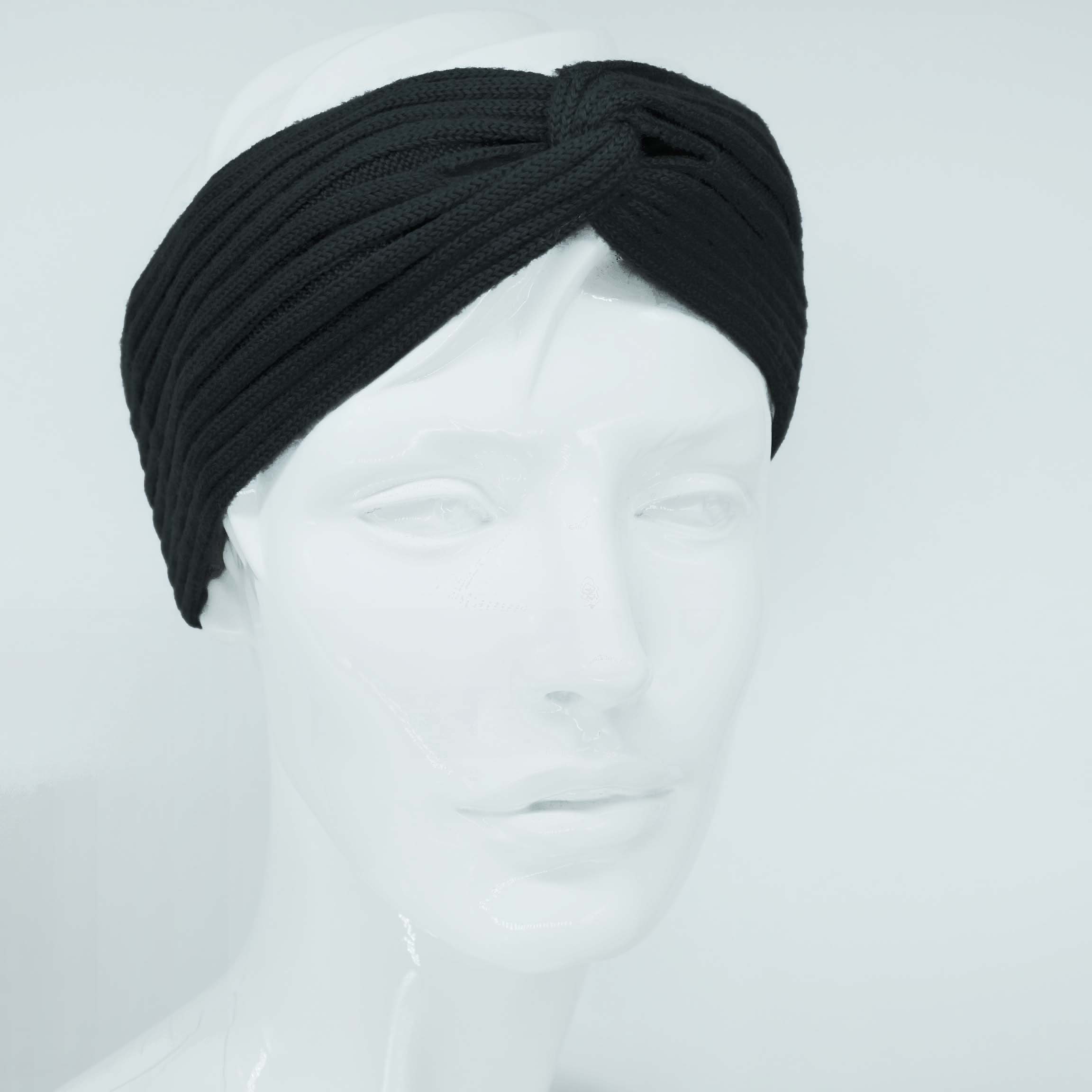 BEAZZ Stirnband Stirnband Ohrenwärmer Damen Winter 100% WOLLE Merino Feinstrick, warm und weich schwarz