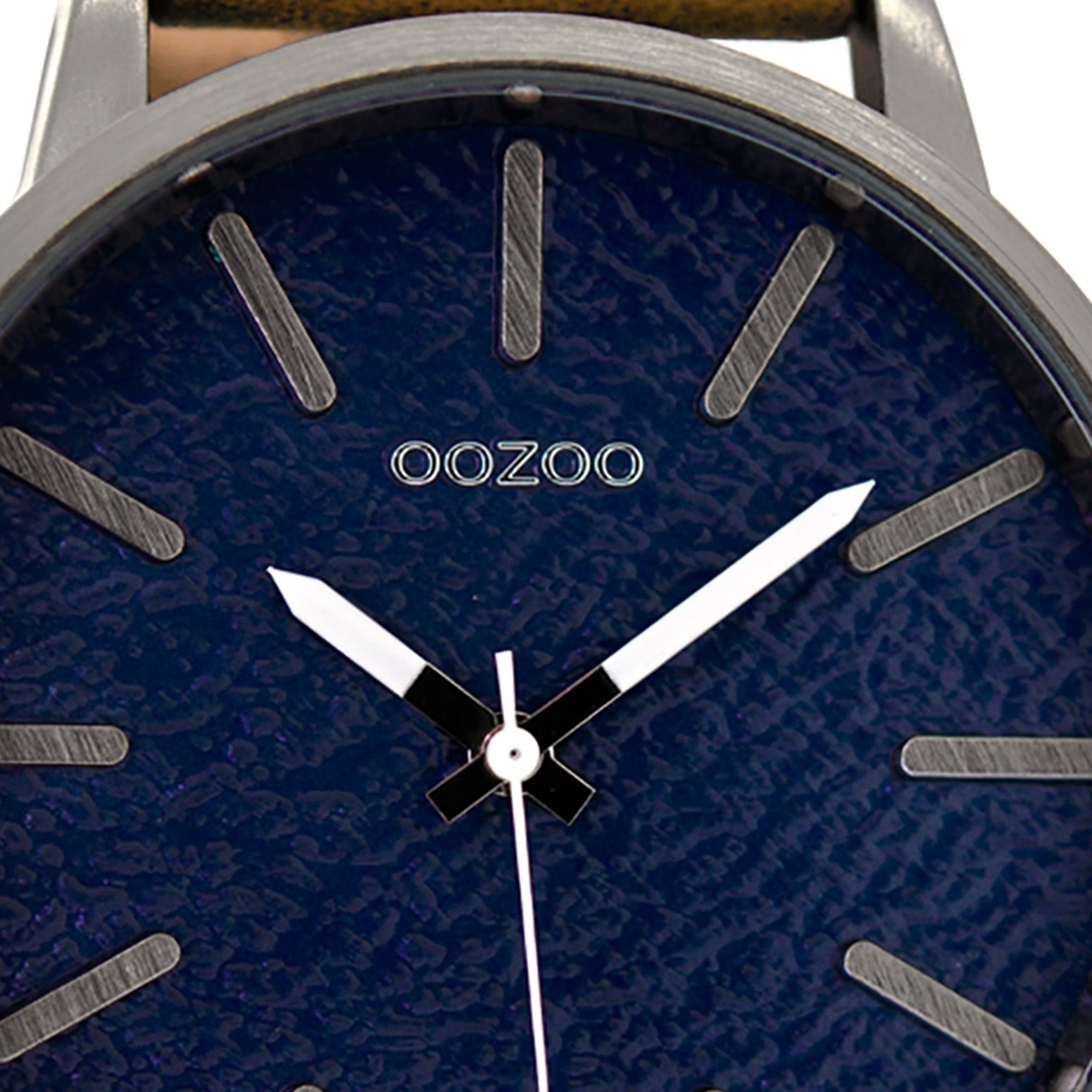 Oozoo Fashion-Style Herrenuhr Quarzuhr braun, Lederarmband, groß extra Herren 48mm) (ca. Armbanduhr rund, OOZOO