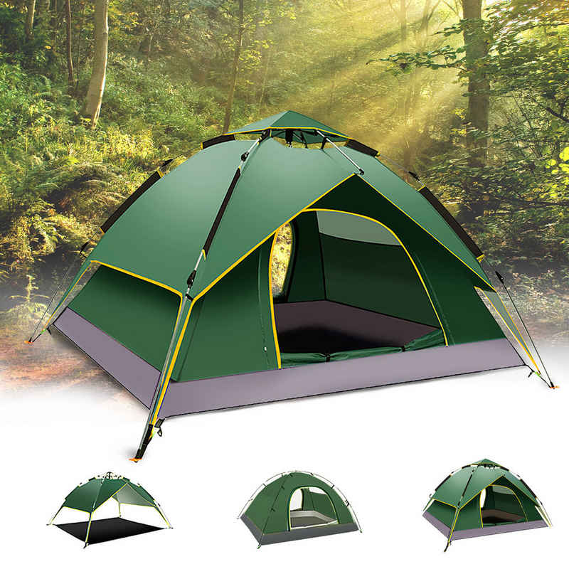 CALIYO Wurfzelt Camping Zelt Automatisches Sofortzelt 2-3 Personen Pop Up Zelt, (1 tlg), Doppelschicht Winddichte Ultraleichte Kuppelzelt UV Schutz