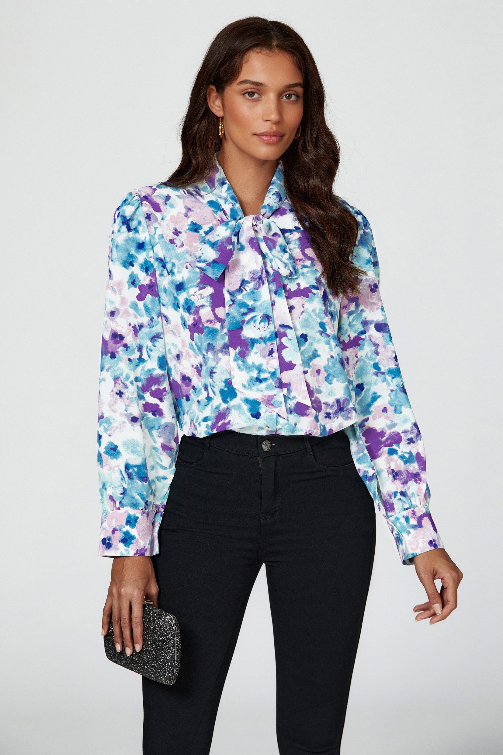 FS Collection Langarmbluse Damen Elegante Bluse, Langärmliges Blusenobertei günstig online kaufen