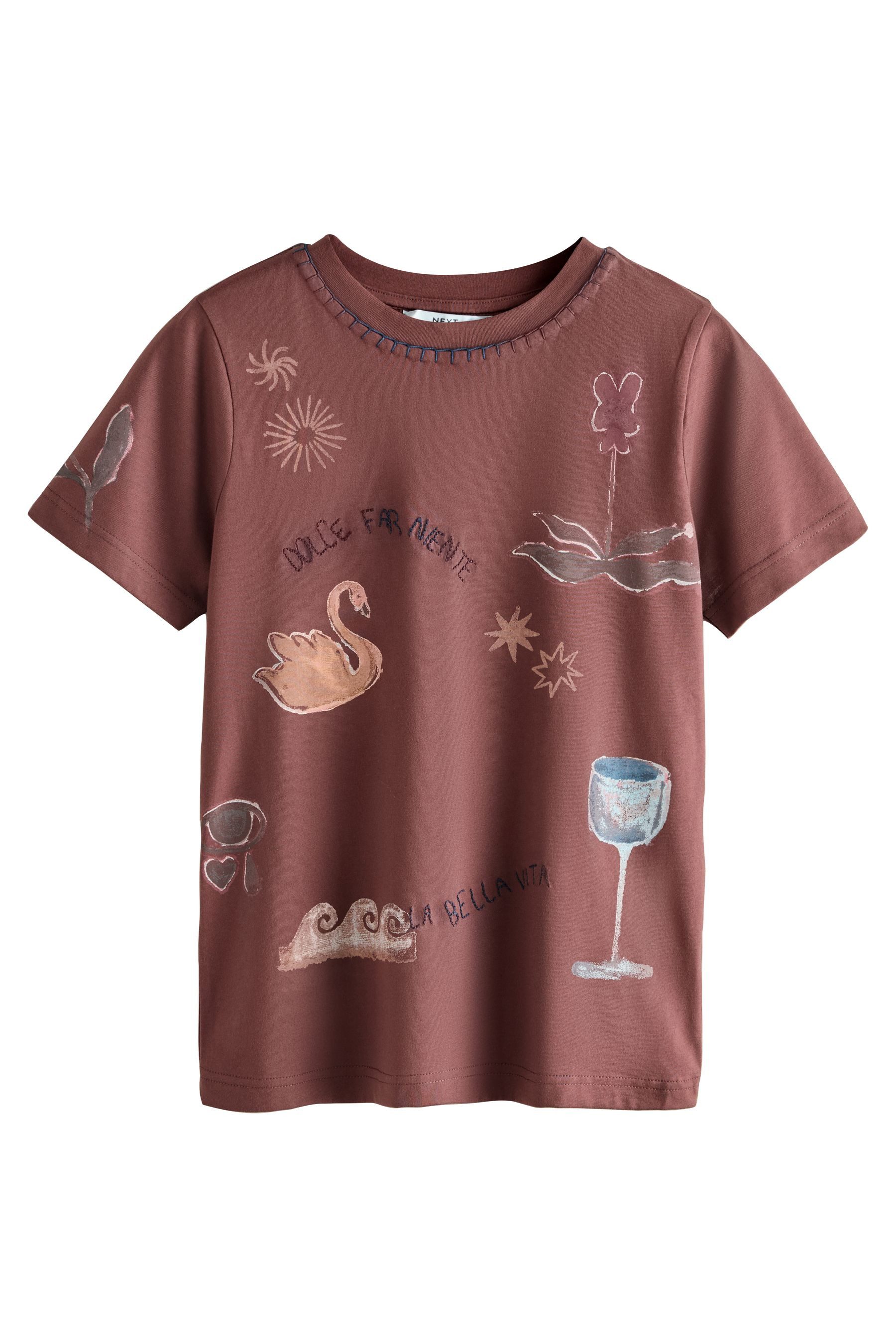 Next T-Shirt KurzarmT-Shirt mit Grafikstickerei (1-tlg)