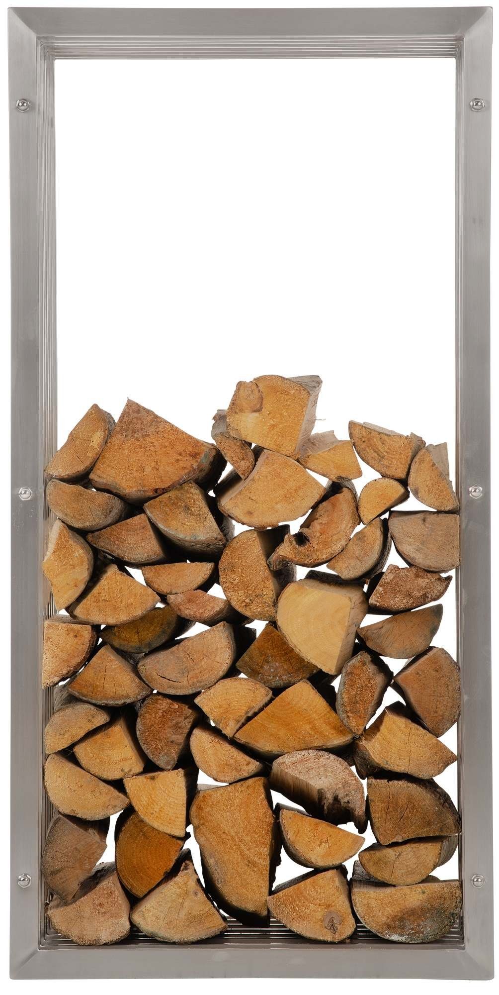 CLP Kaminholzregal Irving Edelstahl, BxTxH:50x40x100 cm, (1er), Rippenoptik