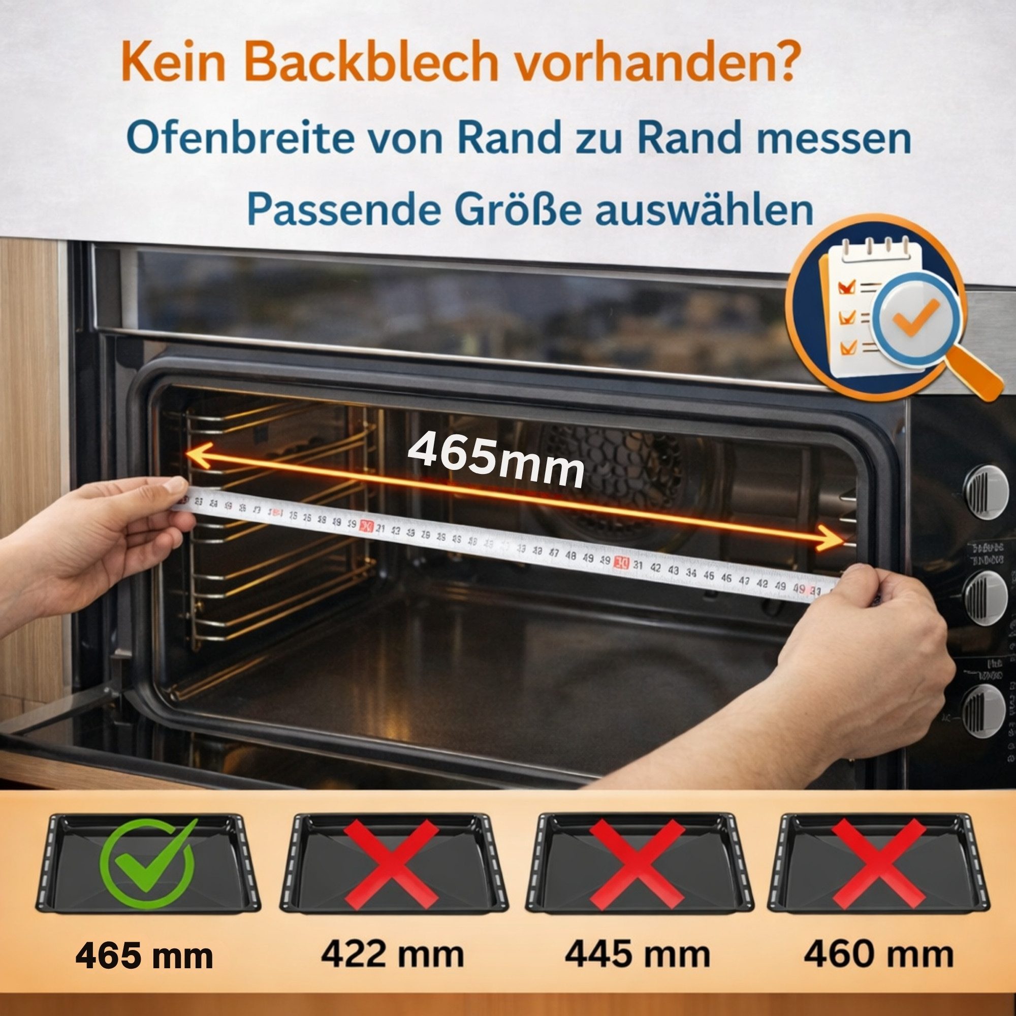 optimumX Backblech Emailliert Backblech Fettpfanne 422–445-455-460-465mm für Backofen, Standart+Grill – Bild 5 von 5