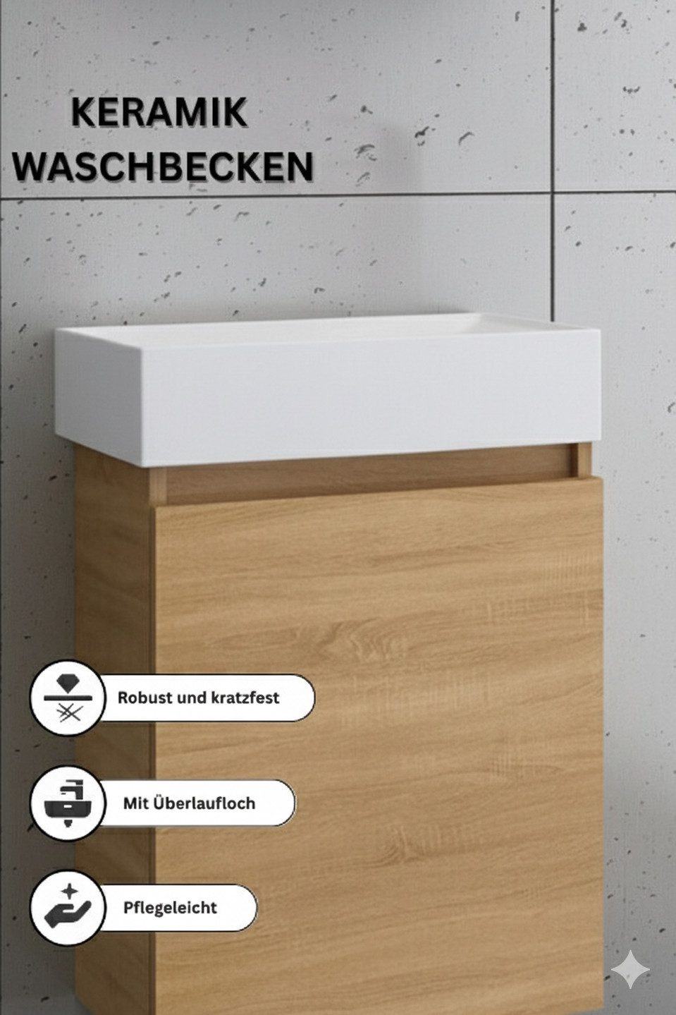 Faizee Home Badmöbel-Set Bademöbel 40 cm Badschrank Waschtisch Unterschrank Spiegelschrank