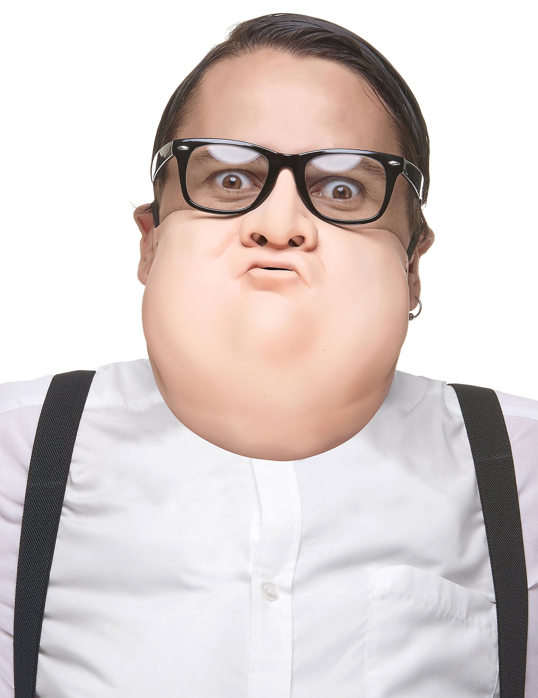 JADEO Kostüm Dickes Kinn lustige Maske beige