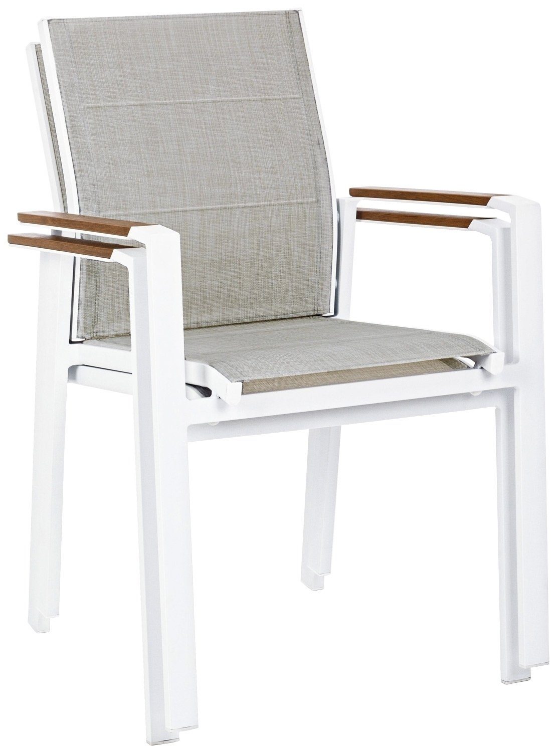 Bizzotto Gartenstuhl KUBIK, 2er Set, Weiß, Aluminium, Textilen