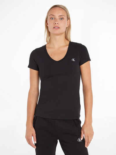 Calvin Klein Jeans V-Shirt CK EMBROIDERY STRETCH V-NECK (1-tlg) mit kleiner Calvin Klein Logo-Stickerei auf Brusthöhe