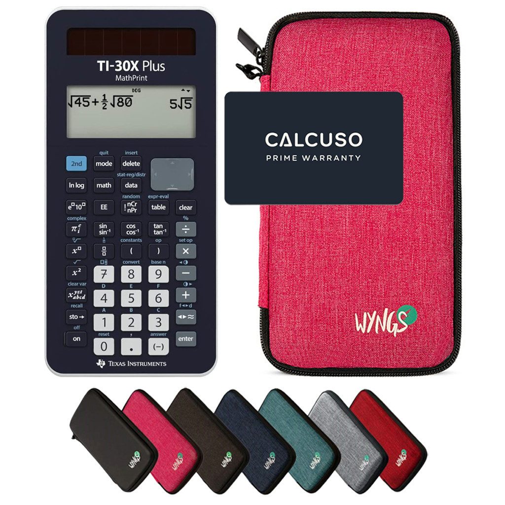 Texas Instruments Taschenrechner TI-30X Plus MathPrint inkl. WYNGS Schutztasche Pink