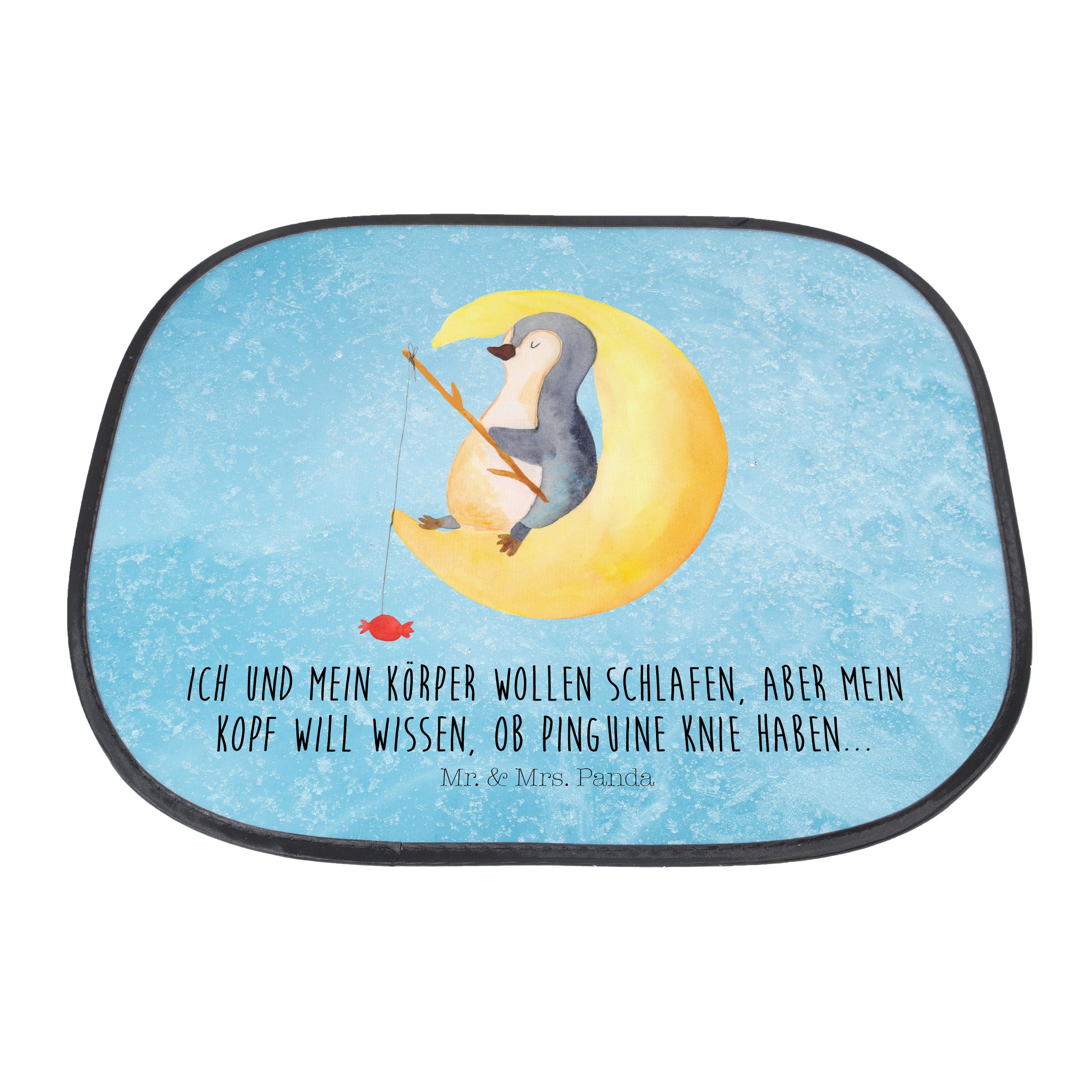 Sonnenschutz Pinguin Mond - & Sonnens, Einschlafen, Geschenk, Sonnenblende, Seidenmatt - Eisblau Mr. Panda, Mrs
