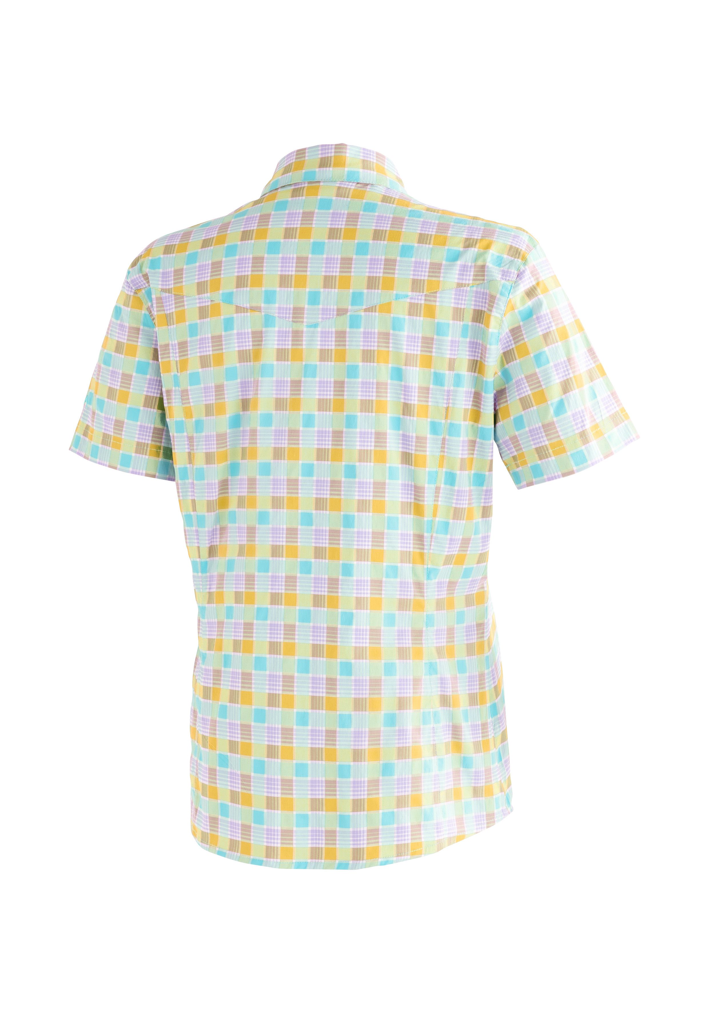 Maier Sports Funktionsbluse Kendra S/S W Damen Bluse, leichte Kurzarmbluse, Blusen-Shirt, Karobluse, Reg Fit