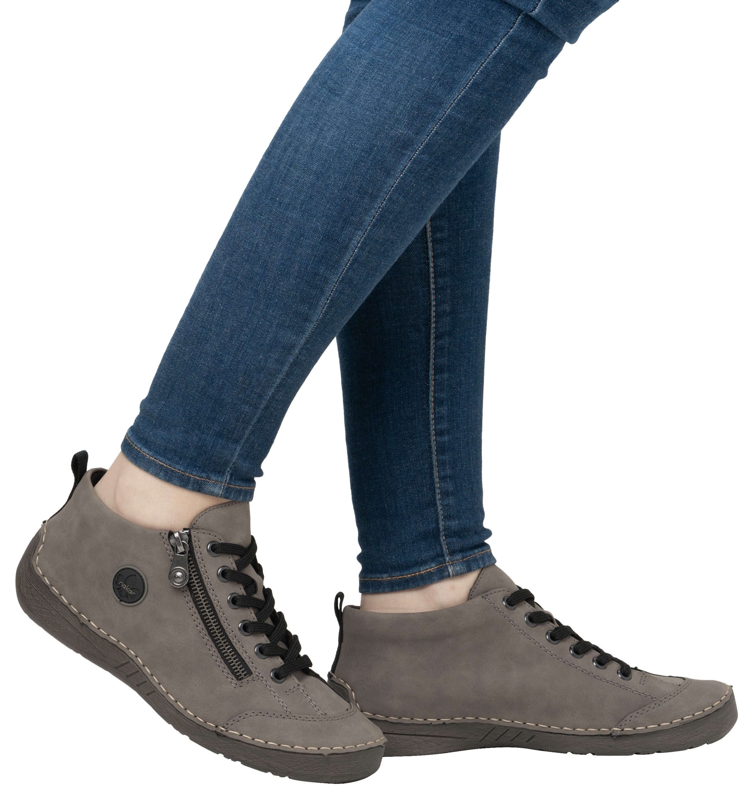 Rieker Schnürboots Sneaker, Schnürschuh, Outdoorschuh mit Reißverschluss