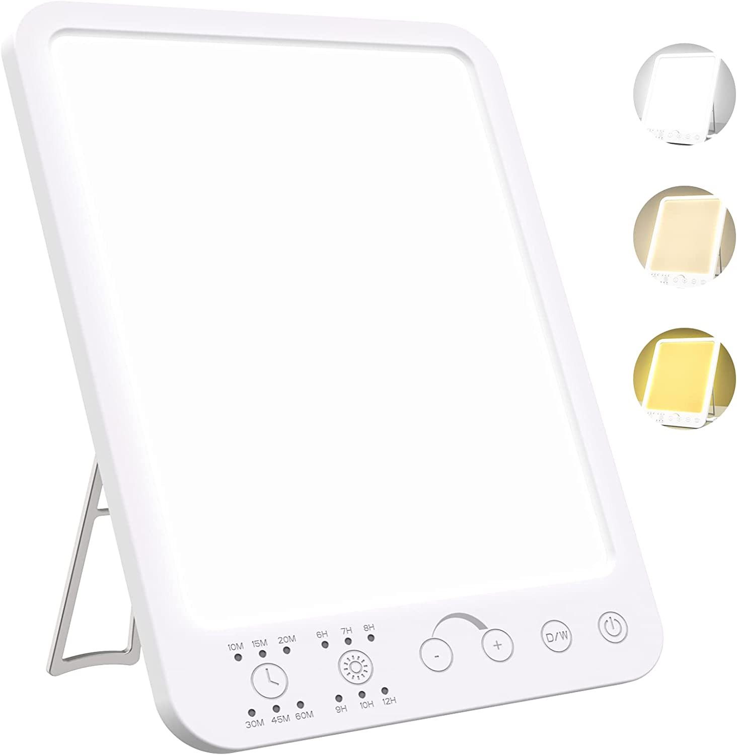 Tekoo Lichttherapiegerät LED Lichttherapielampe 12000 Lux, UV-Frei, 3 Farben, Dimmbar, Aufwach-Timer, Memory-Funktion, UV-frei, 3 Farbtemperaturen