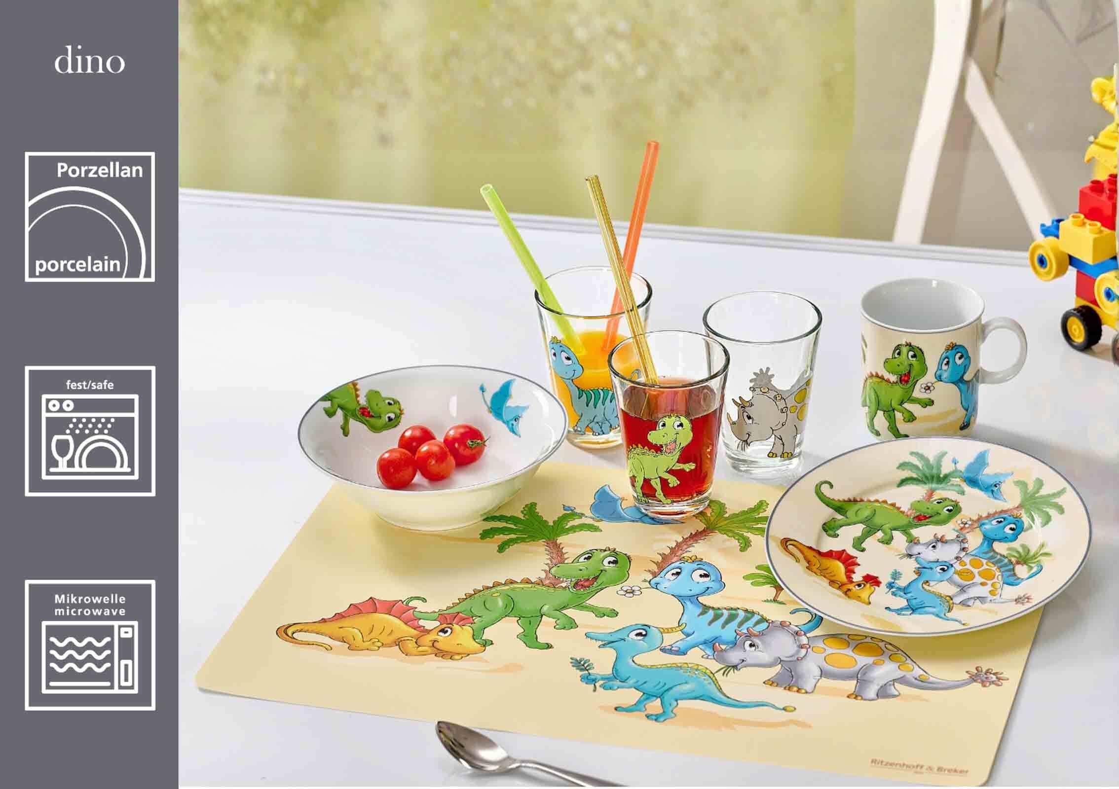 Ritzenhoff & Breker Kindergeschirr-Set Dino Kindergeschirr Set (3-tlg), Porzellan