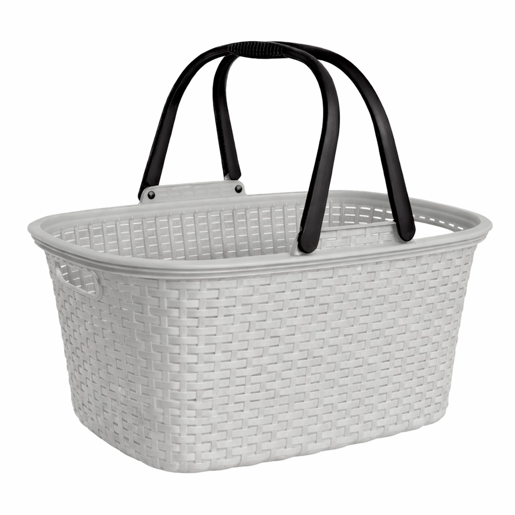 Ebaxx Wäschekorb 32 Liter Rattan Henkel, Hellgrau