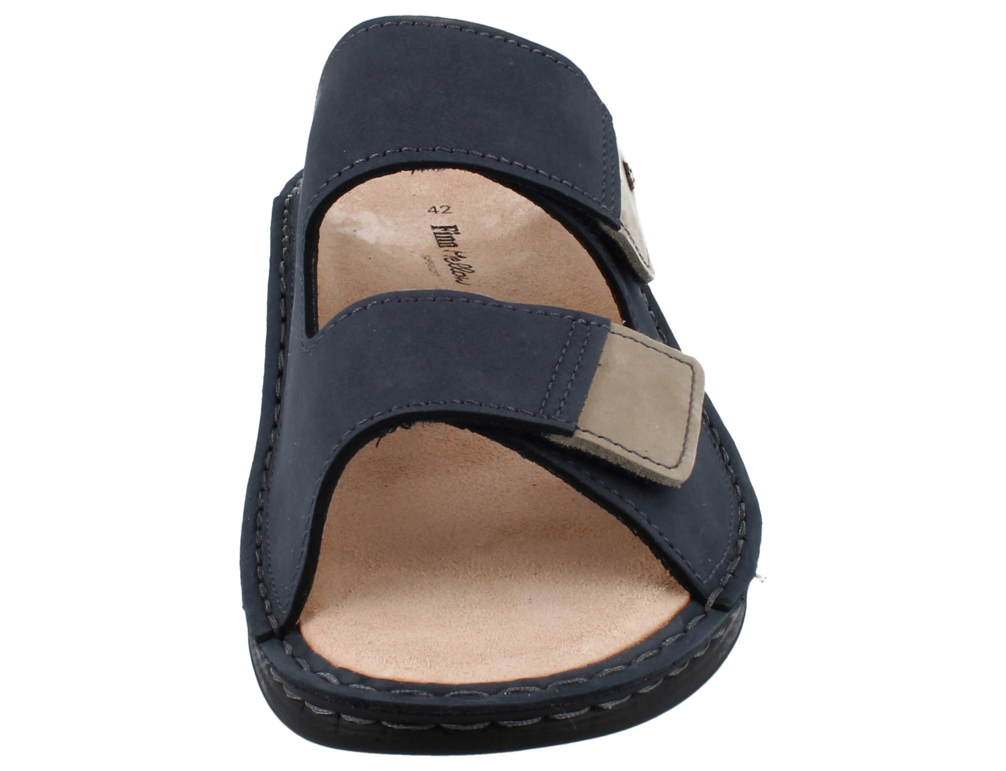 Finn Comfort FINN COMFORT Psara Herren Pantolette dunkelblau beige Nubukleder - Hausschuh Wechselfußbett