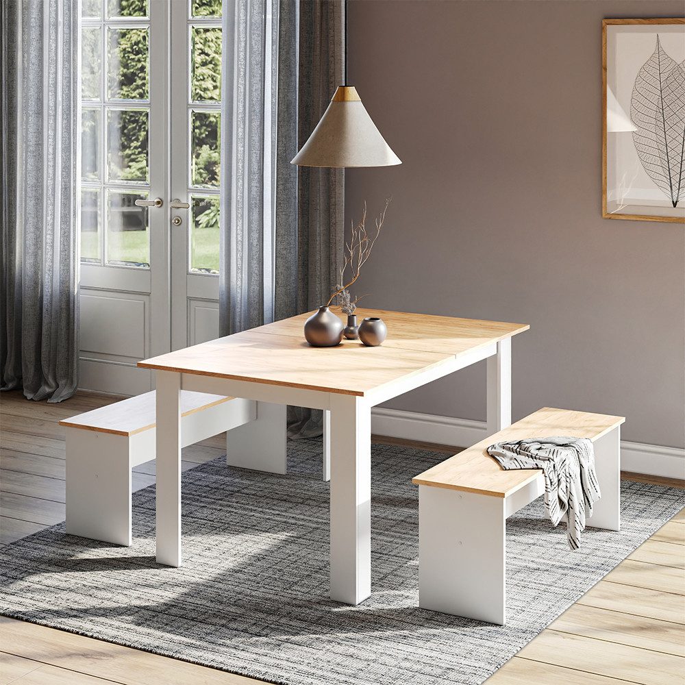 Vicco Sitzgruppe Sentio, Weiß/Goldkraft Eiche/Goldkraft Eiche, 137.6 x 92.8 cm mit ..., (3-tlg)