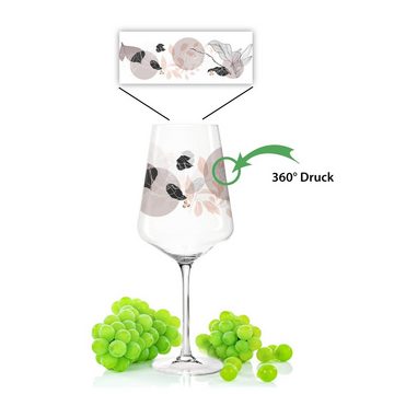 GRAVURZEILE Rotweinglas Leonardo Puccini Weinglas mit UV-Druck - Blumen Abstrakt Design, Glas, Geschenk für Partner, Freunde & Familie