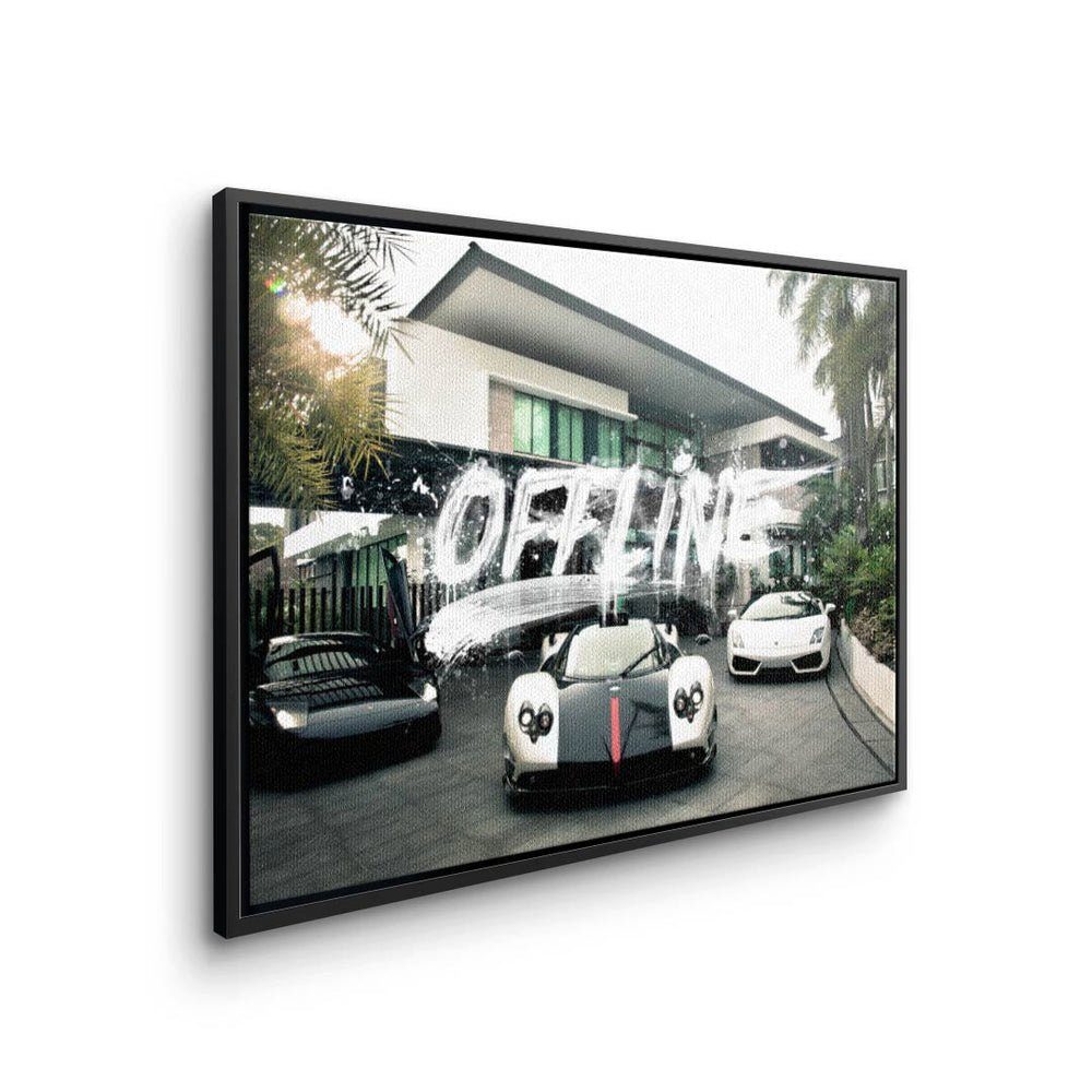 Traumvilla Premium Autos - Lifestyle Leinwandbild, Mindset Bild & DOTCOMCANVAS® Wandbild Rahmen schwarzer