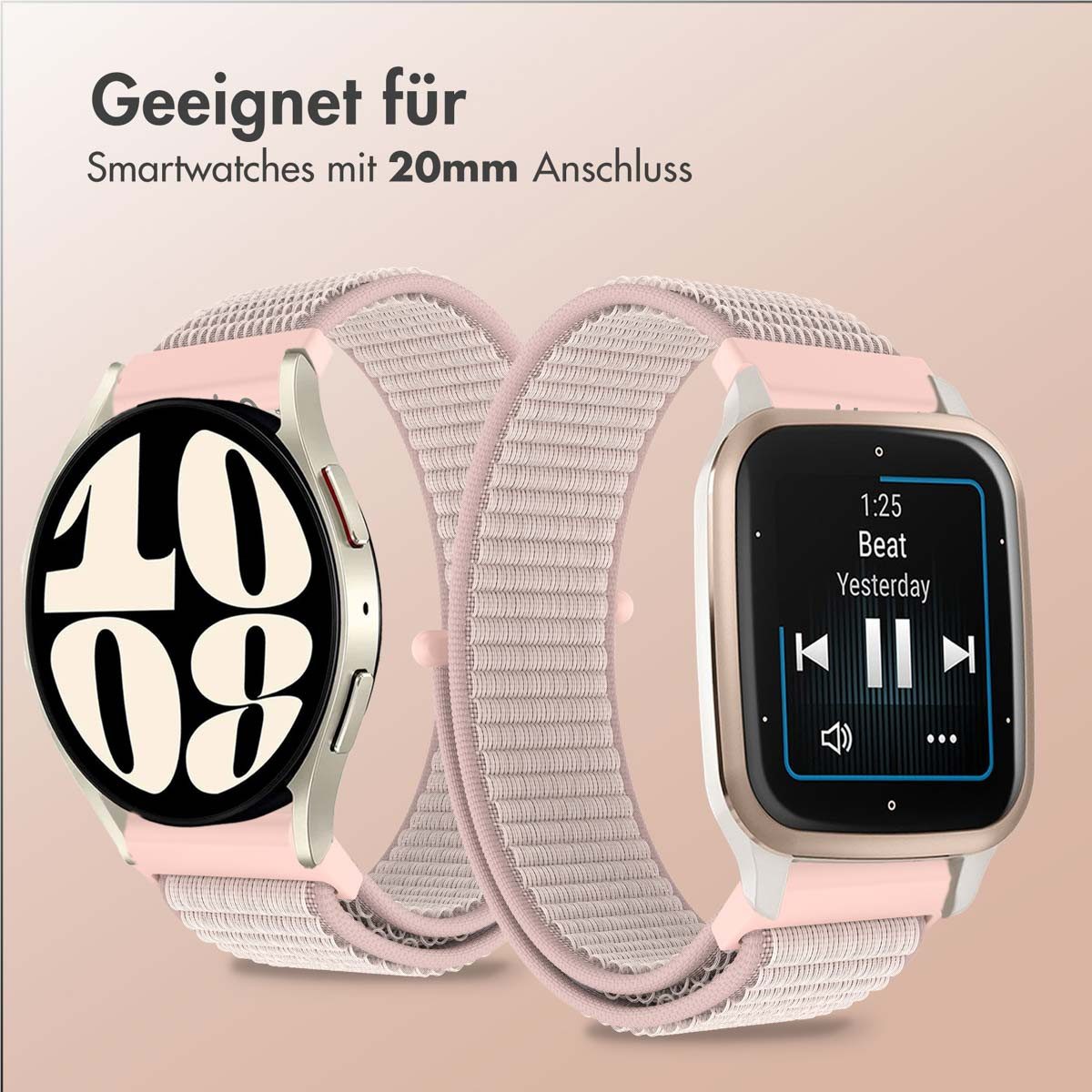imoshion Smartwatch-Armband imoshion Nylonarmband - Universelle 20 mm Anschluss - Rosa – Bild 3 von 5
