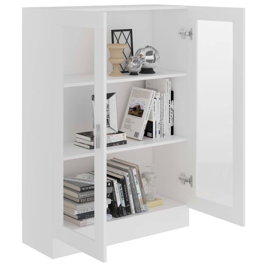 furnicato Bücherregal Holzwerkstoff Vitrinenschrank Weiß 82,5x30,5x115 cm