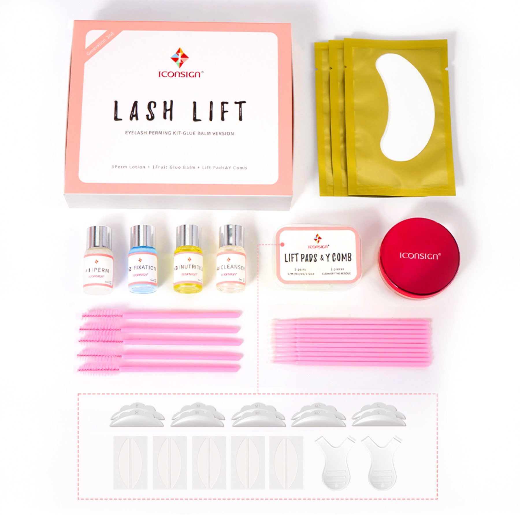 Iconsign Einzelwimpern Wimpernlifting Set der 2 Generation mit Cream Kleber, 1 tlg., Pflegt die Wimpern, Mit neue Creme-Balsam Kleber