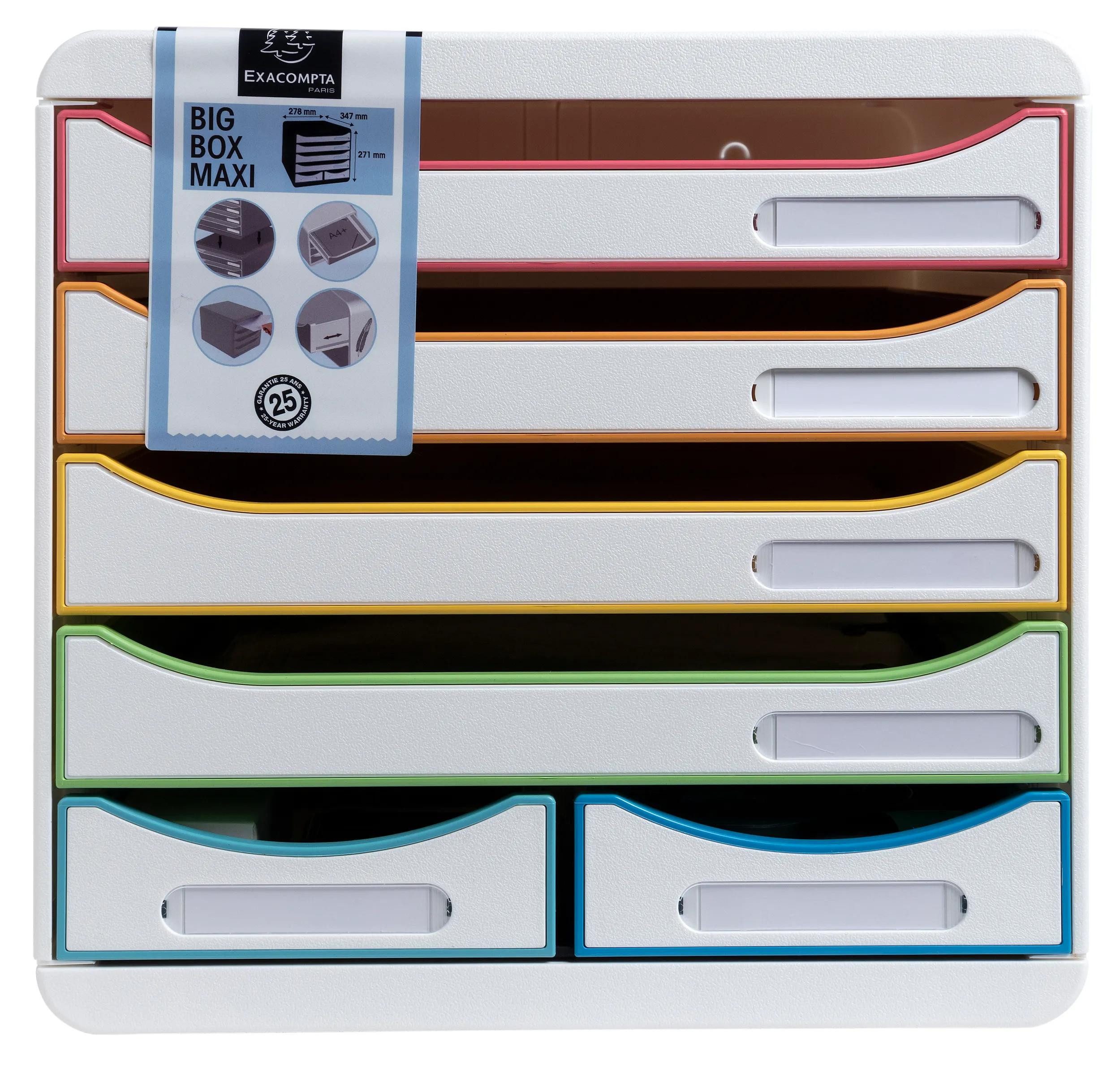 Schubladenbox Schubladenbox BIG BOX MAXI 6 offene Schubladen Weiss/Harlekin 312913D