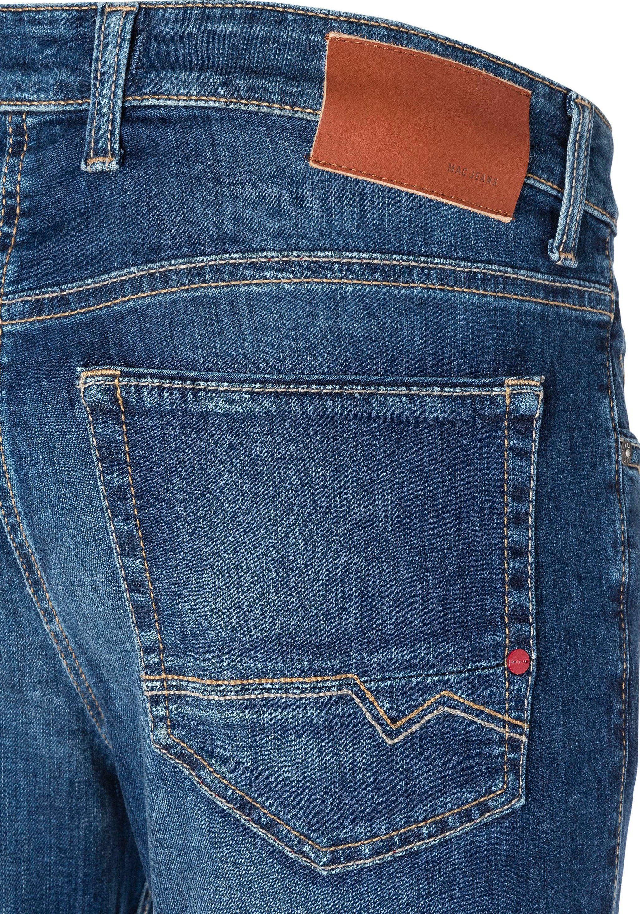 MAC Straight-Jeans Arne stonewash Pipe blue