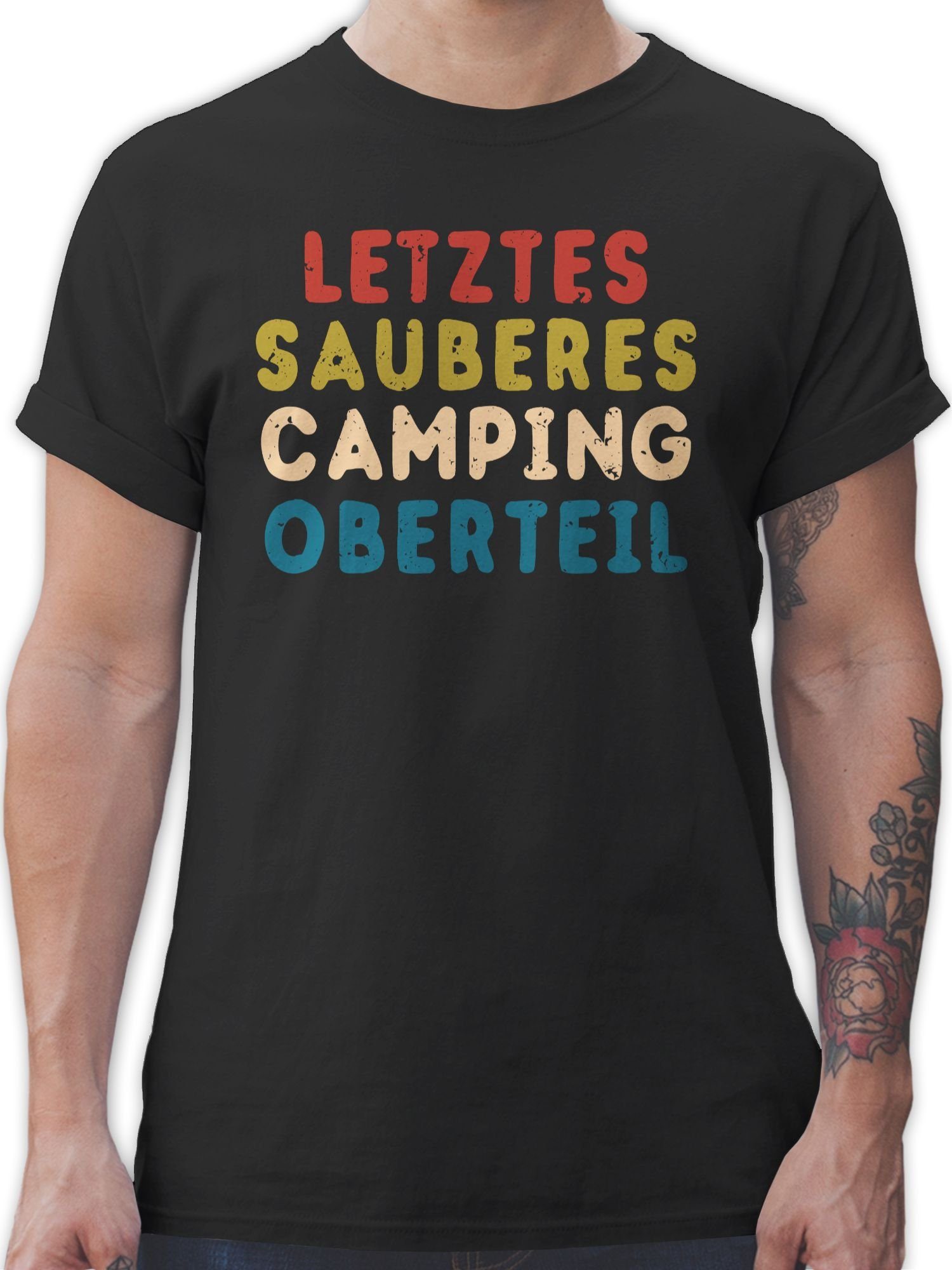 Shirtracer T-Shirt Letztes sauberes Camping Oberteil Sprüche Statement 01 Schwarz