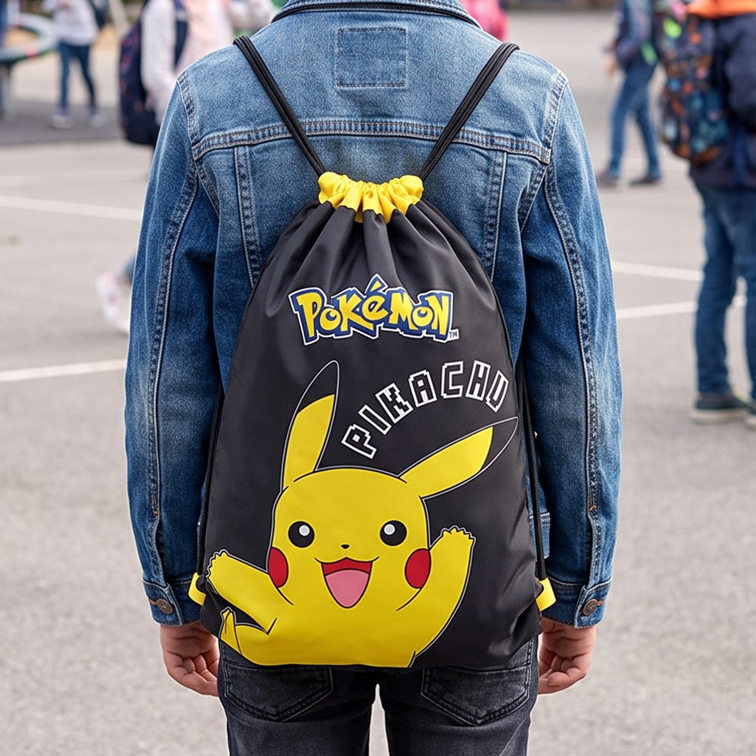 POKÉMON Turnbeutel Pikachu Turnbeutel Kinder mit Tunnelzug und Namensfeld