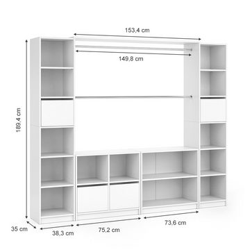 Vicco Garderobe Kleiderschrank offen begehbar GUEST XXL Weiß (kein Set)