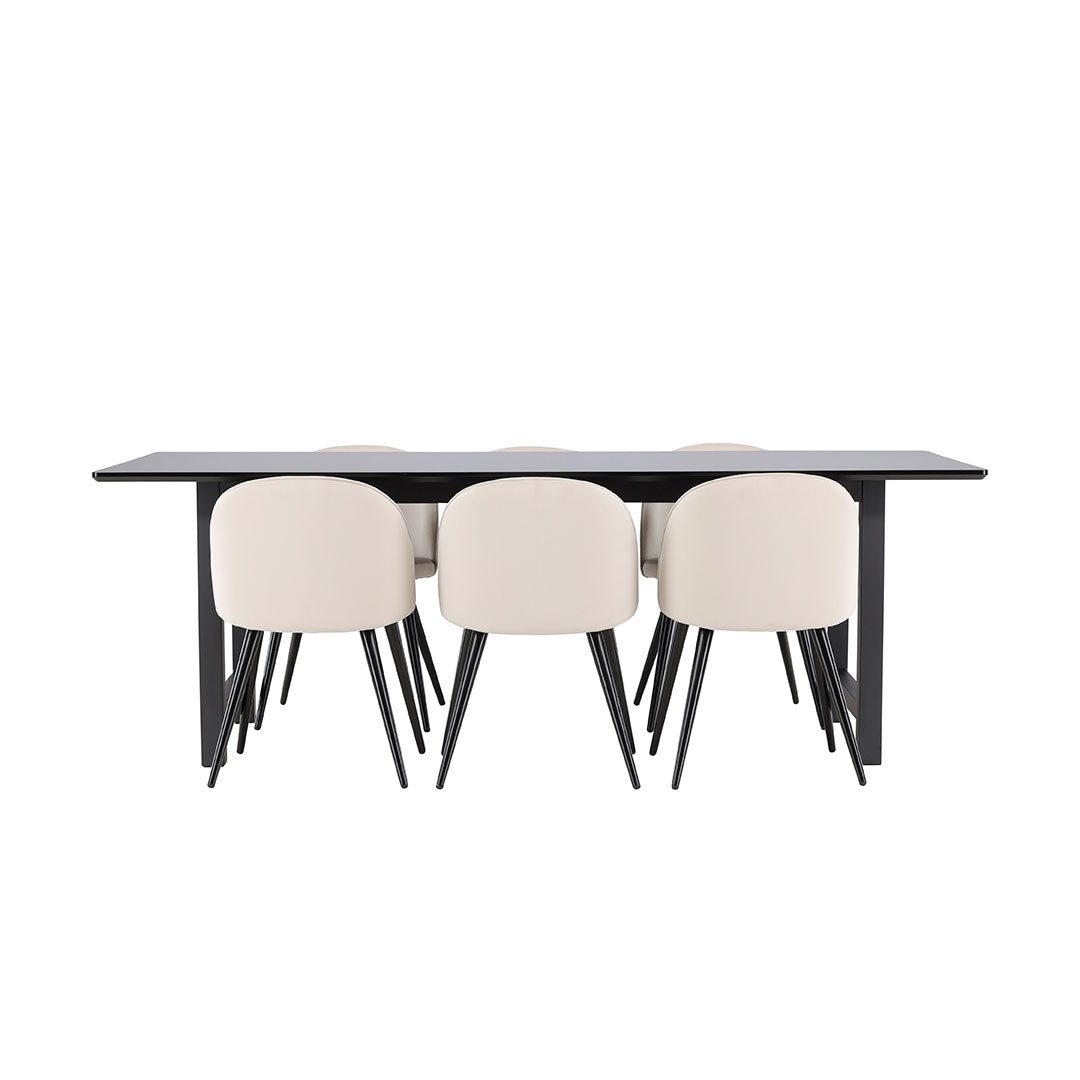 ebuy24 Essgruppe Oslo Essgruppe Esstisch 100x220cm schwarz und 6 Sk, (7-tlg)