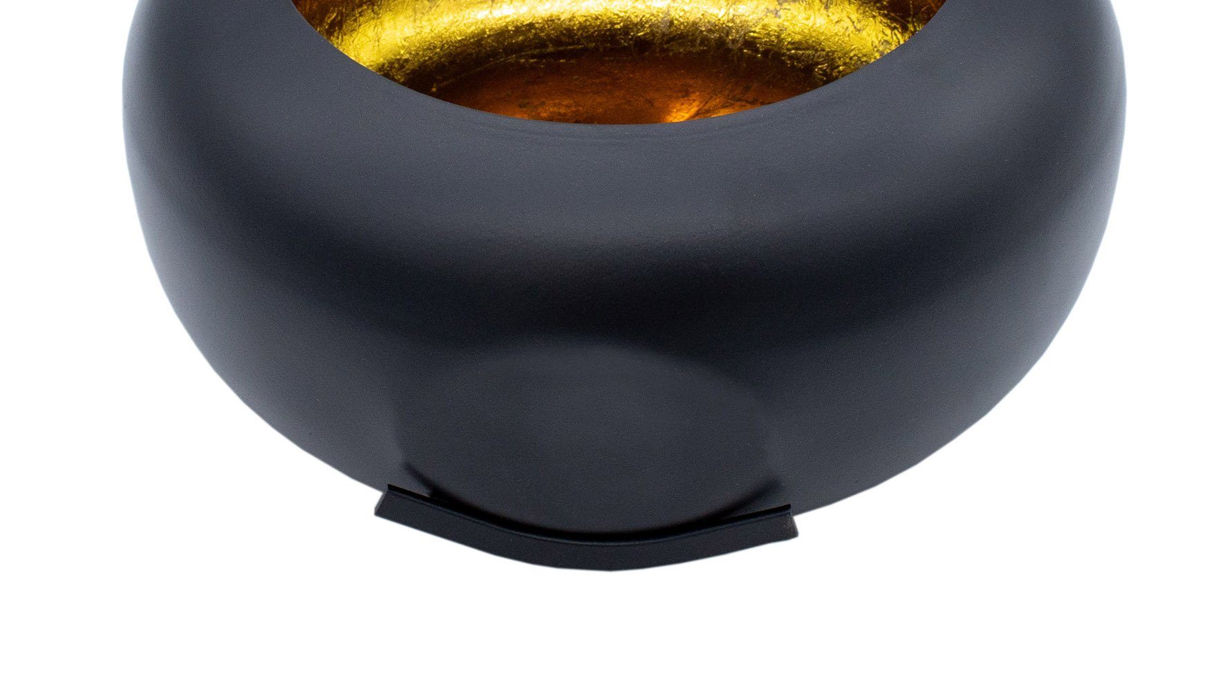 Spetebo Windlicht Deko Kerzen Schale 20 cm - schwarz matt/innen gold (Packung, 1 tlg), Windlicht im orientalischen Design