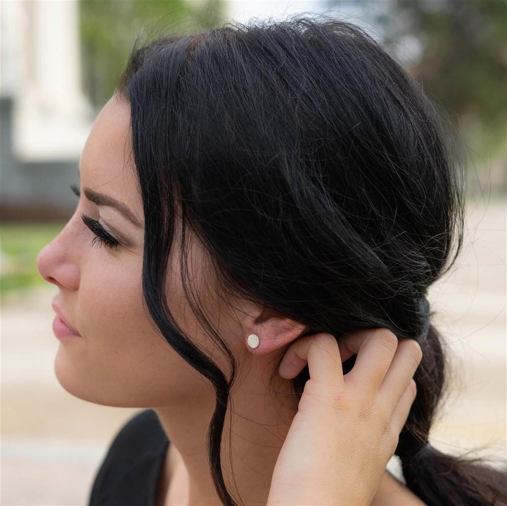 BUNGSA Ohrring-Set Silber - Ohrstecker rund gebürstet Silber aus Edelstahl Damen (1 Paar (2 Stück), 2-tlg), Ohrschmuck Ohrringe