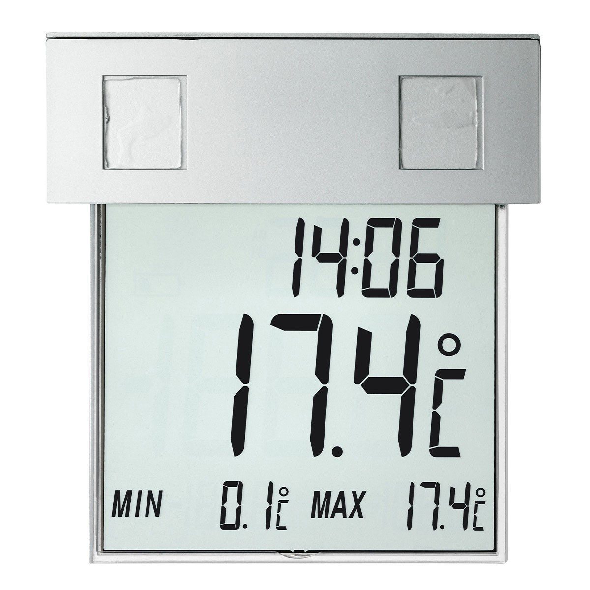 TFA Dostmann Fensterthermometer Digitales Fensterthermometer mit Solarbeleuchtung, 1-tlg., Solarbeleuchtung mit Lichtsensor und Zeitautomatik