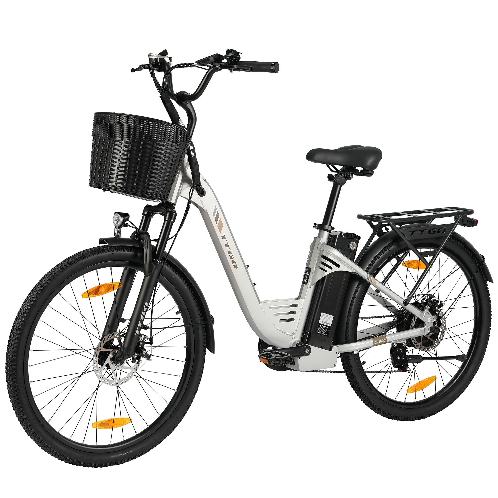 TTGO E-Bike Cityrad C2-Pro E-Fahrrad 648WH Pedelec, 36V 18 AH 120 km Reichweite, Kettenschaltung, Heckmotor, 648 Wh, Cityrad 7 Gang Shimano,Scheibenbremsen, Kettenschaltung