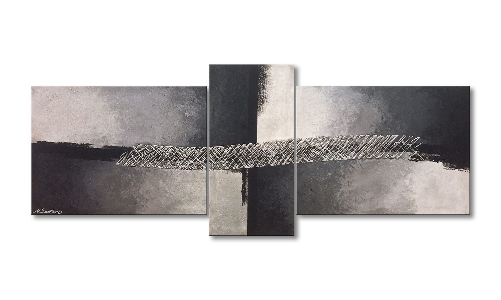 WandbilderXXL Gemälde Connected Sky 200 x 80 cm, Abstraktes Gemälde, handgemaltes Unikat