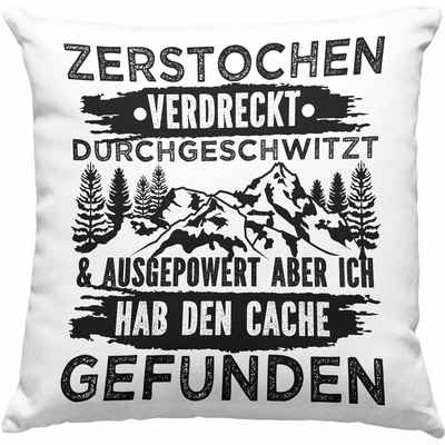 Trendation Dekokissen Trendation - Geocaching Kissen Geschenk Nur Noch Einen GPS-Schnitzeljag Geschenkidee Pfadfinder Geburtstag Geocacher Ausgepowert Dekokissen mit Füllung 40x40