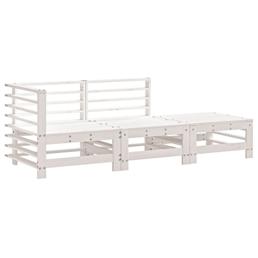vidaXL Sofaelement 3-tlg. Garten-Lounge-Set Weiß Massivholz günstig online kaufen