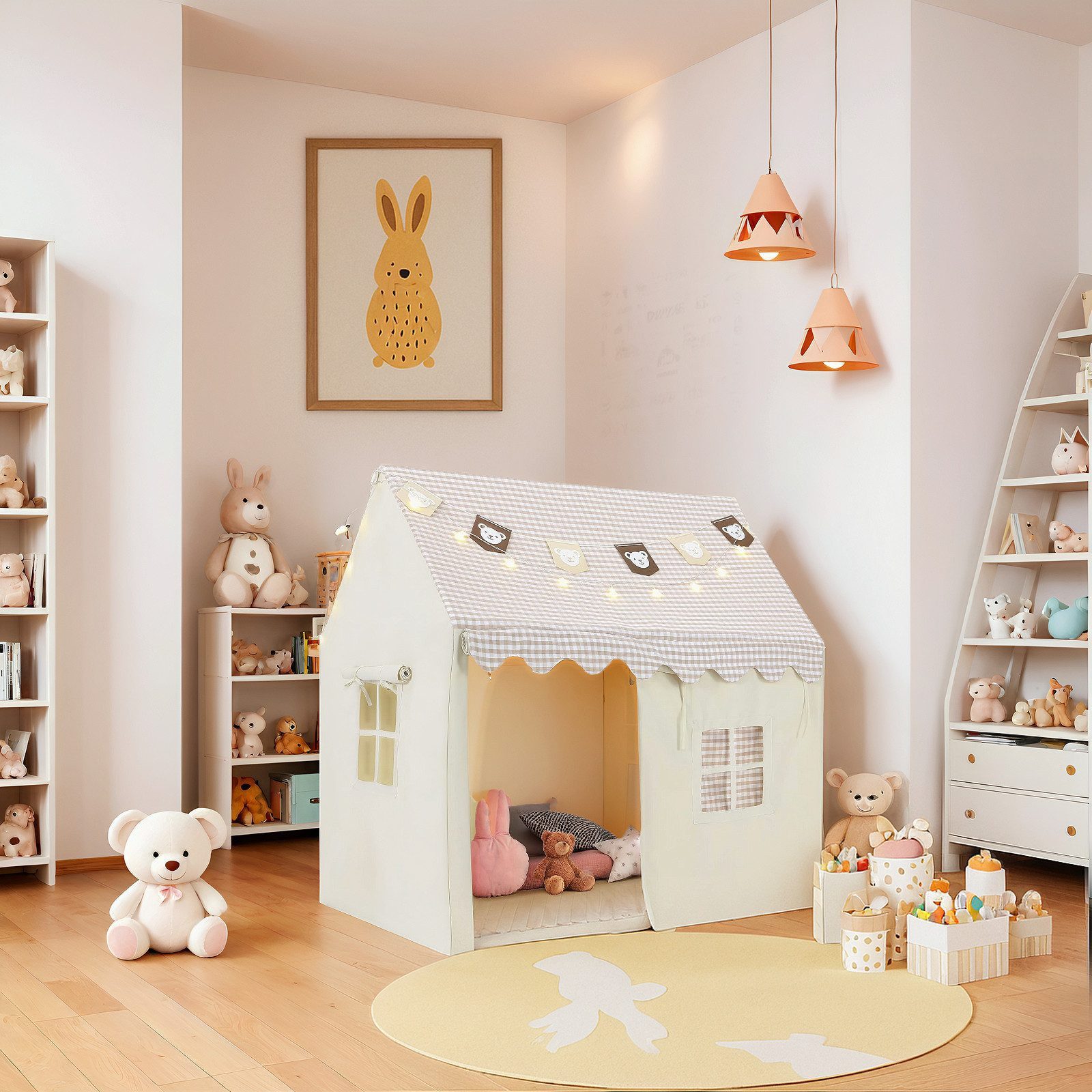 TLGREEN Spielzelt Kinder Spielhaus mit Matte & Lichtern, Kinderzelt (für Ju günstig online kaufen