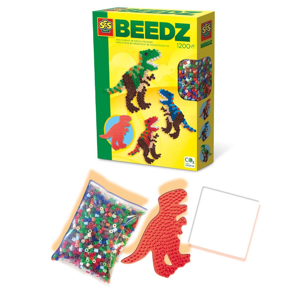 SES Creative Bügelperlen SES CREATIVE Bügelperlenset BEEDZ T-Rex 1200 Stück