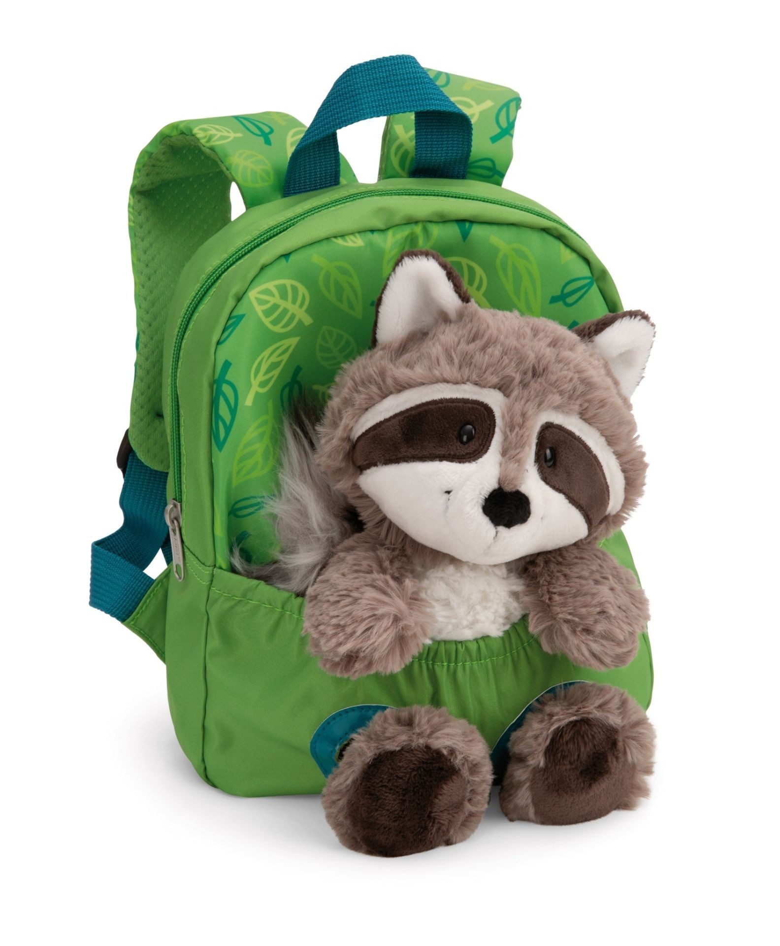 Nici Plüschfigur Nici 61745 Rucksack mit Plüschtier 21x26cm Waschbär 25cm grün