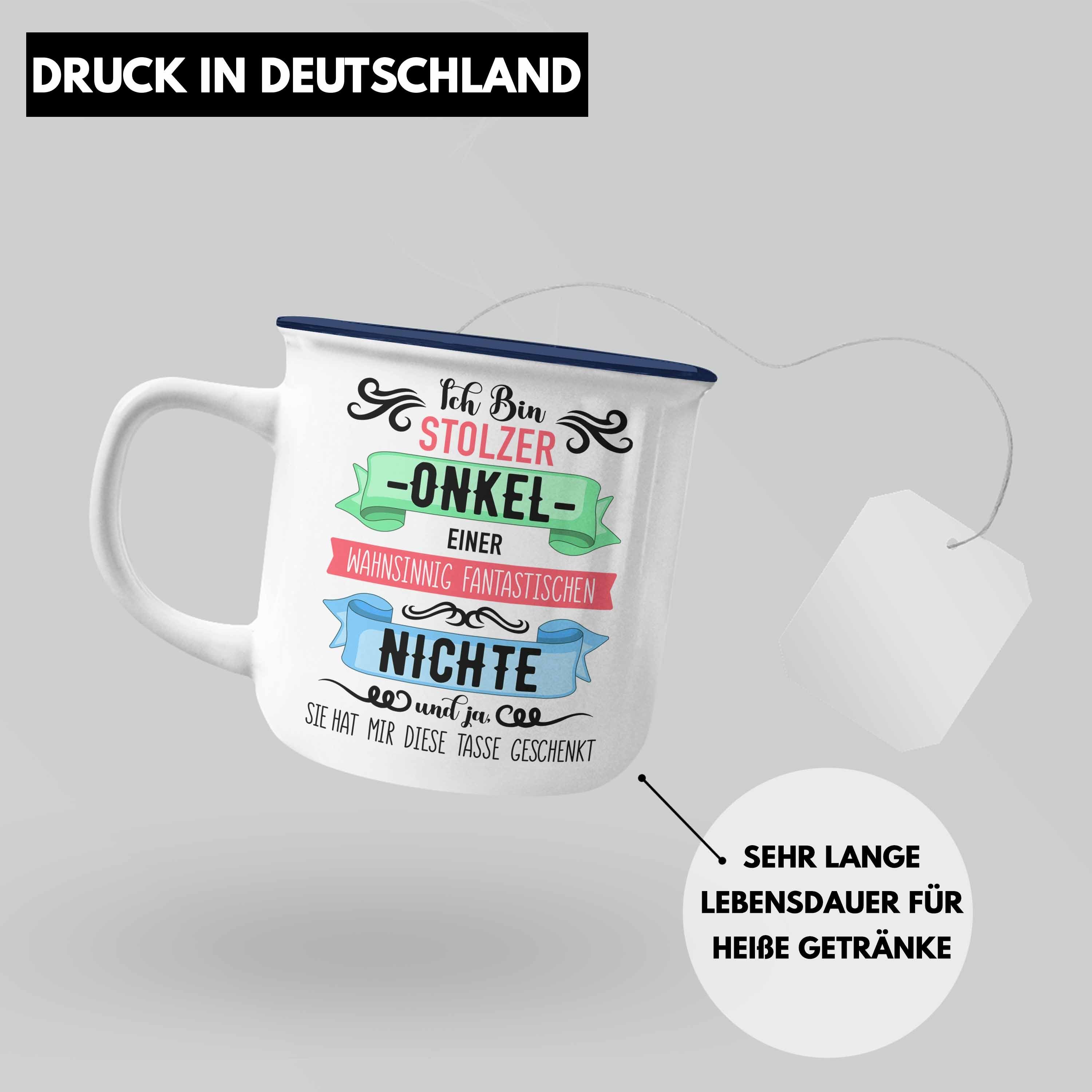 Geschenkidee Nichte von Onkel - Onkel Tasse Emaille Nichten Lustige Blau Trendation Spruch Trendation Geschenke für Thermotasse Geschenk