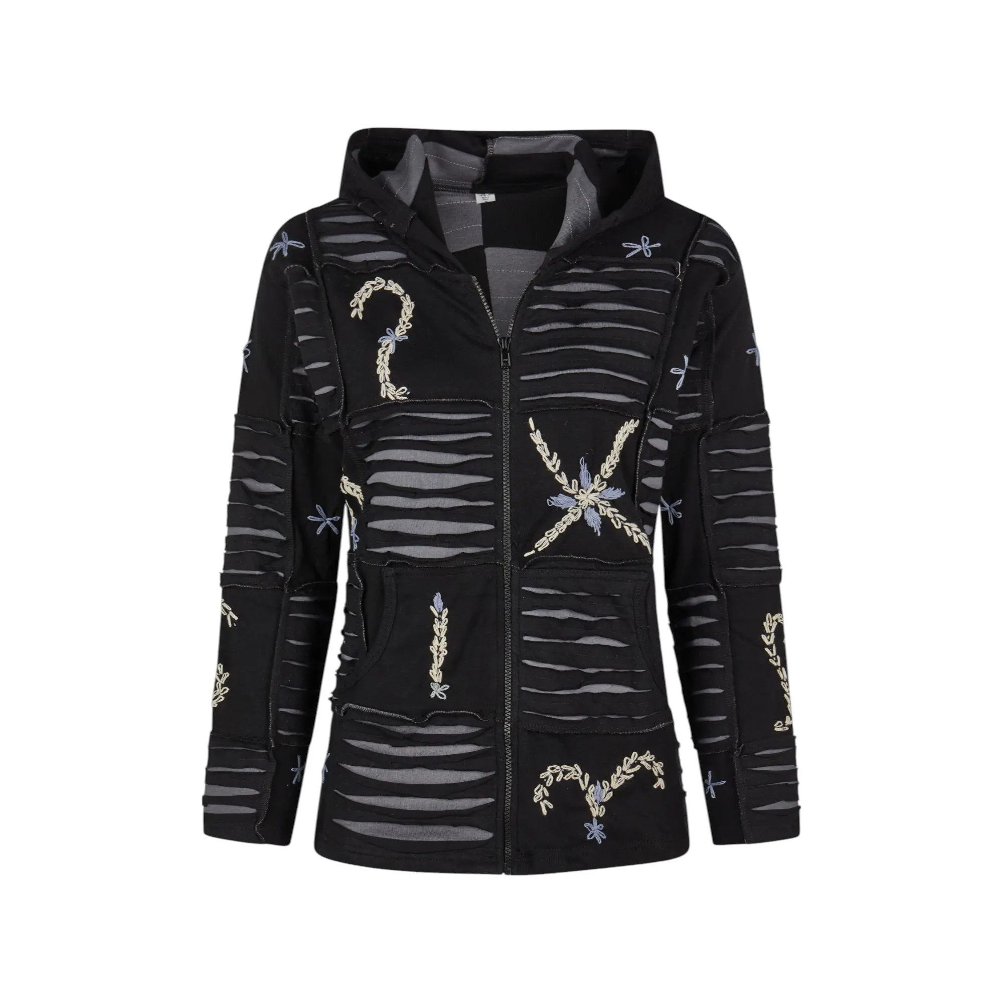 Mein Style Sweatjacke Baumwoll Patch Jacke schwarz (1 Stück, 1-tlg., 1 Stück) kann als Jacke oder Pullover getragen werden
