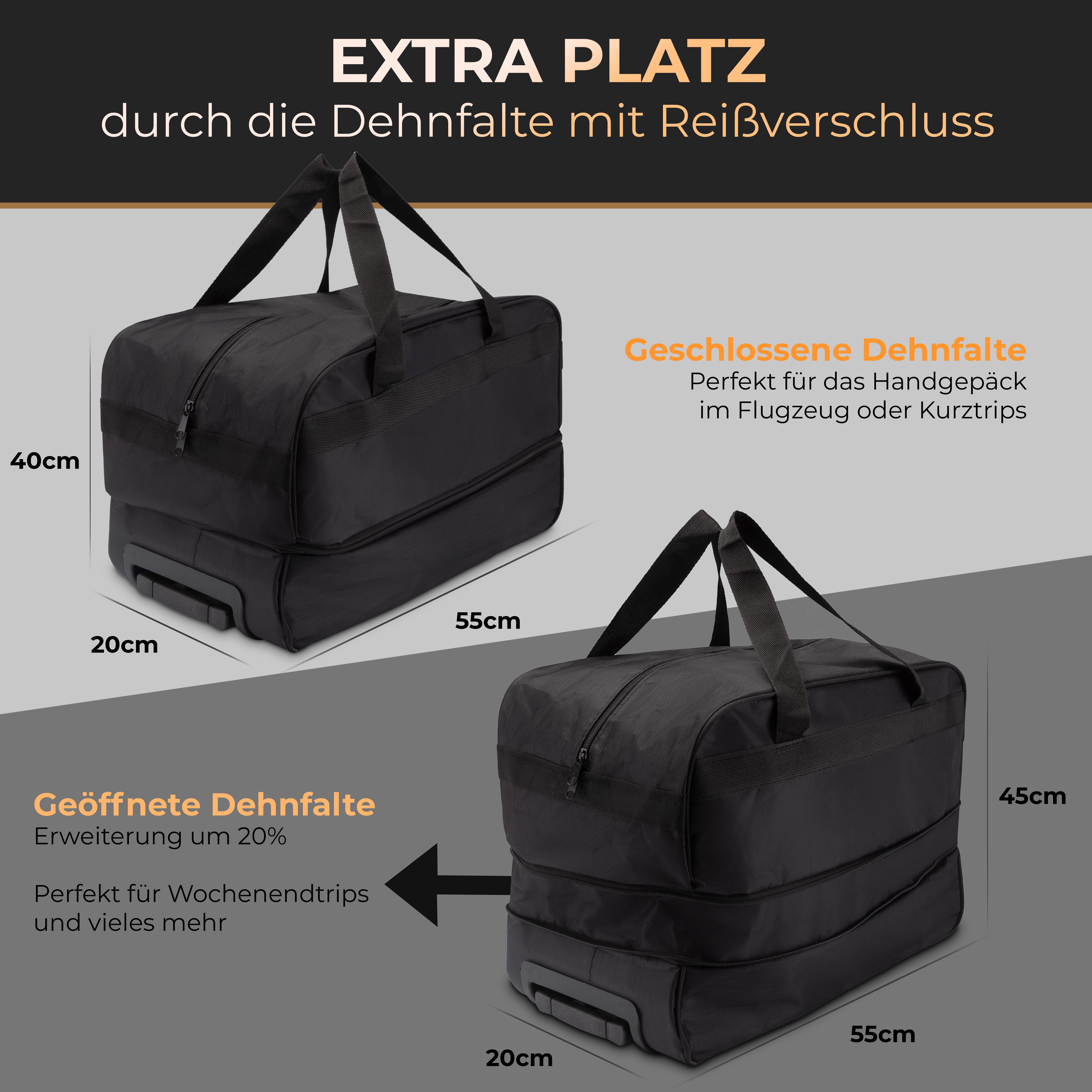 Weissmantel Handgepäck-Trolley Handgepäck Koffer 55x40x25 Reisetasche Rollkoffer Bordgepäck Trolley, Trolly, Handgepäck, Bordgepäck, kleiner Koffer