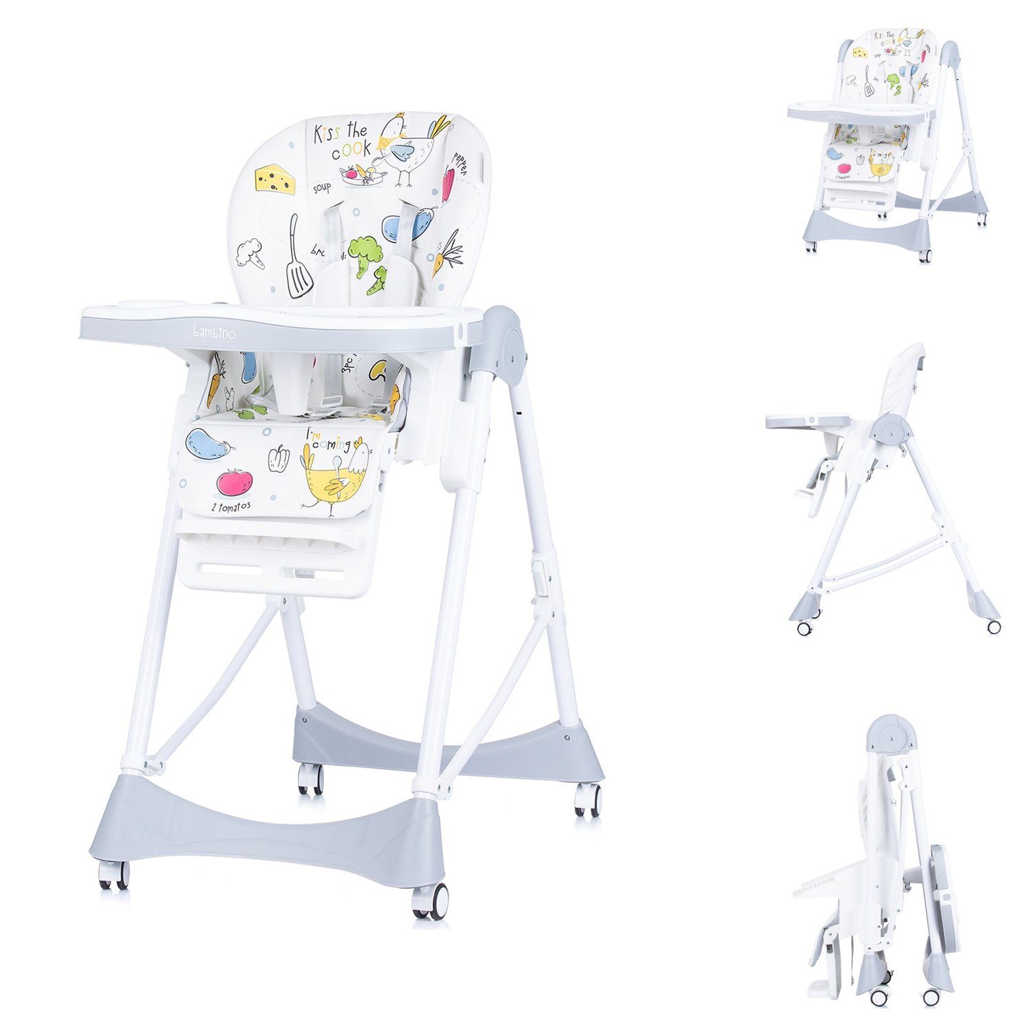 Chipolino Kombihochstuhl Kinderhochstuhl Bambino Gurt, Fußstütze verstellbar klappbar